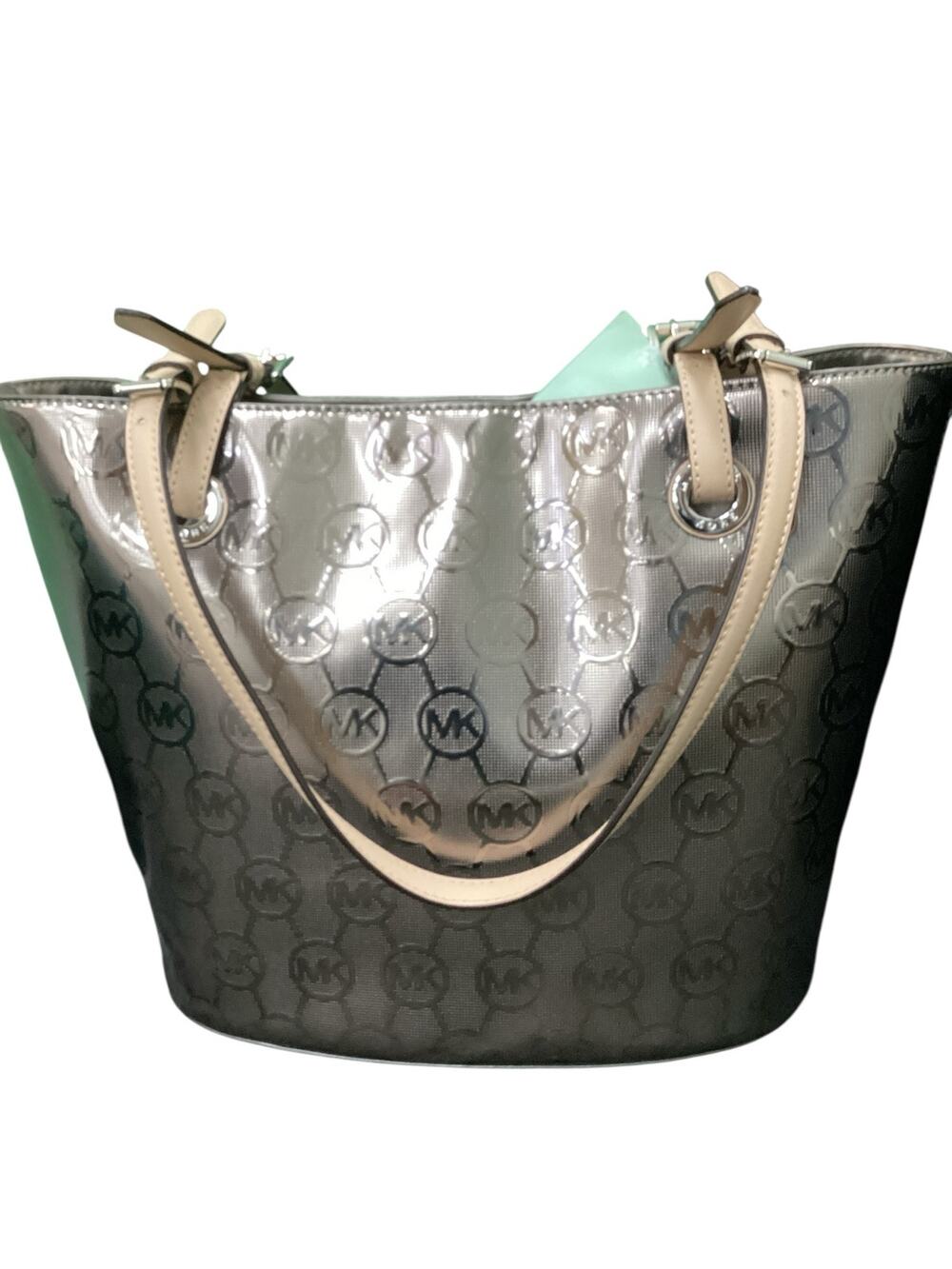 Michael Kors Tote Women’s One Size Monogram Metallic Two Handles Snap Closure